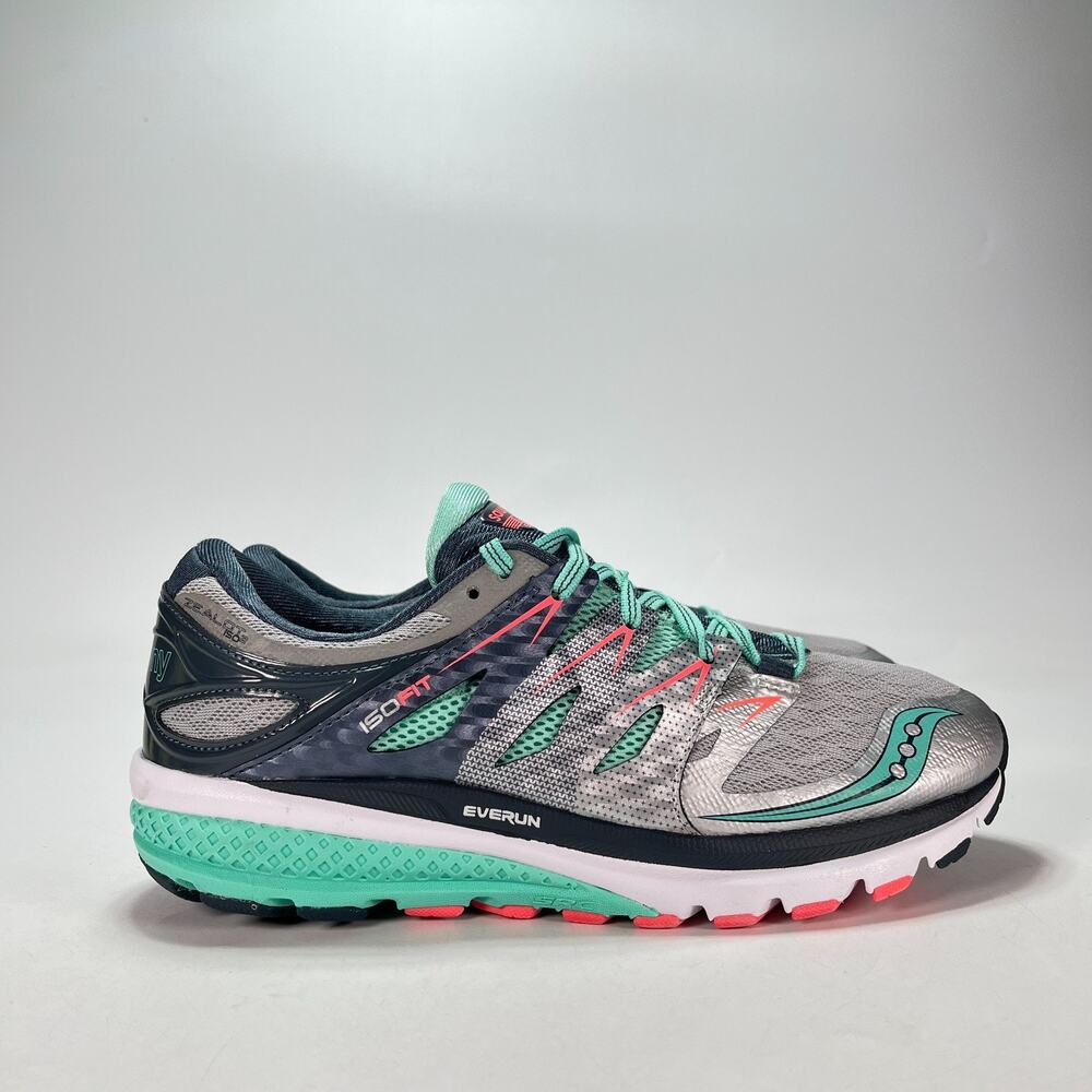 Saucony Zealot ISO 2 Teal Mint Green Grey Running Shoes S10314-1 Womens Sz 10.5